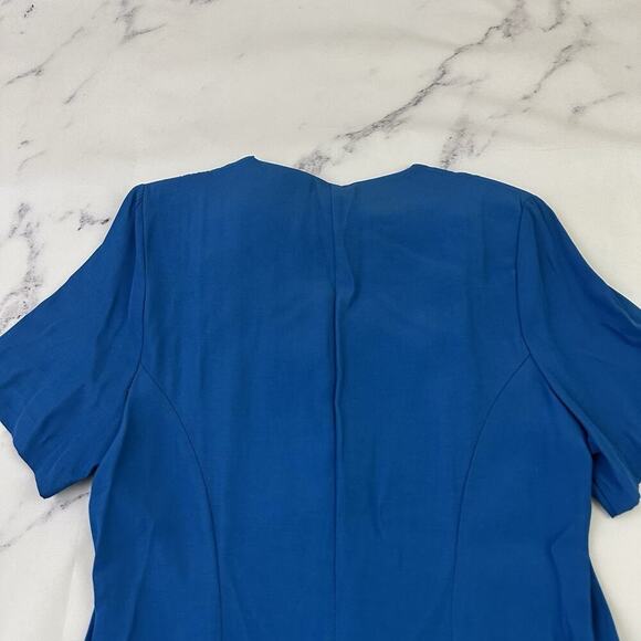 Express Womens Vintage 90s Button Front Dress Size 9 Bright Blue Square Neck - Picture 7 of 9